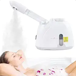 Motor de Vapor Facial, Máquina de Vapor Facial Portátil, Vaporizador Facial E Capilar, Instrumento Facial da Beleza do Vapor, Máquina de Vapor para Meninas, Máquina de SPA Facial （Branco）