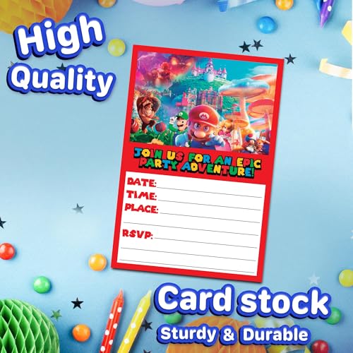 20x Classic Video Game Birthday Invitations and Envelopes – Fill-in Happy Birthday Party Invitations for Kids, 6X4 Inches, Postcard Style - Thumbnail 3