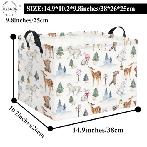 Image of Rectangular Kids Basket Baby Girl Basket Fabric Storage Bin Organizer Box Room Decor(White Animal)