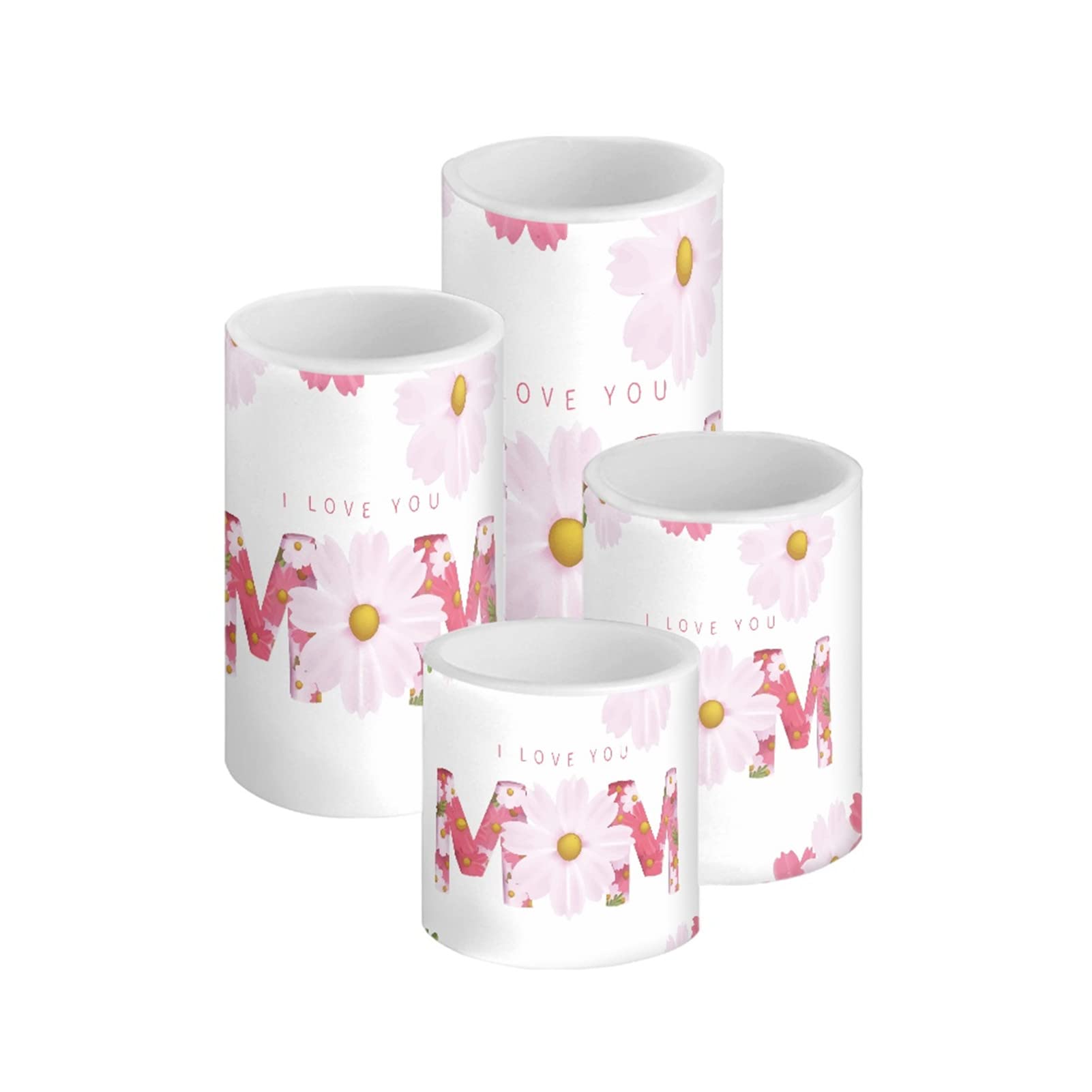 HUGS IDEA I Love You MOM LED Flameless Candles with Remote,Christmas Flameless Candles Flickering with 4 8 H Timer [Warm Yellow] — image 1