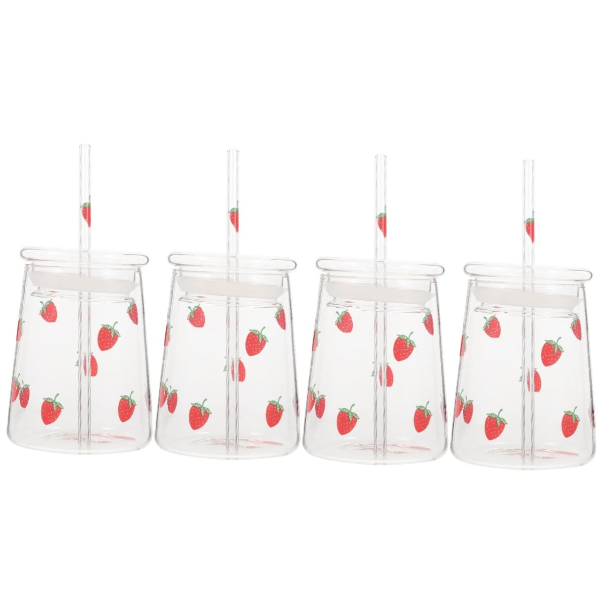 MAGICLULU 4 Set Di Robuste Tazze in Con Cannuccia E Coperchi Eleganti Bicchieri Per Tè Caffè E Latte