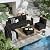 ELPOSUN 6 Piece Patio Furniture Set, Outdoor Furniture with Thick Cushions, Black Wicker Conversation Set Sectional Sofa for Backyard, Poolside, Garden and Lawn (Black, 6 pcs w/Table)