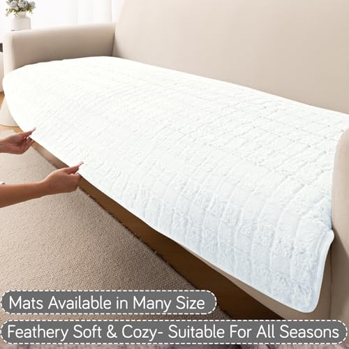 Image of HOKIPO 'Plush Haven' Premium Sofa Mat for 1 /2 /3 Seater & L Shape Sofa. Make Your Own Sofa Cover Set, Anti-Slip Mat Length 90(D) X 240(L) cm, White (AR-6288-WHT)