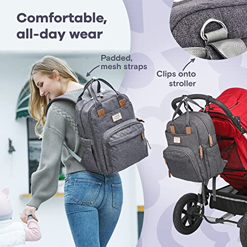 Ruvalino Diaper Bag Backpack, Multifunction Travel Back Pack Maternity Baby Changing Bags, Large Capacity, Waterproof And Stylish, Dark Gray #TOP5