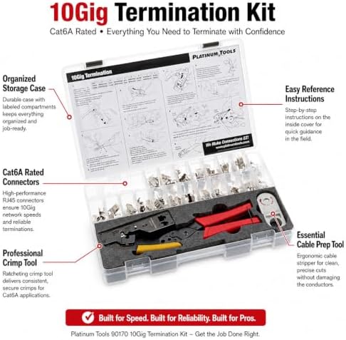 Platinum Tools 90170 10Gig Termination Kit, Cat6A Rated for Network Installers image 5