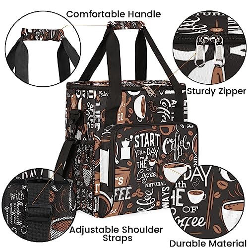 Image of Day with the of Coffee Cafe Coffee Maker Carring Bag Travel Carrying Storage Tote Bag Compatible with Keurig K-Mini or K-Mini Plus Portable Single Serve Coffee Brewer Case with Pockets for K-cup Pods