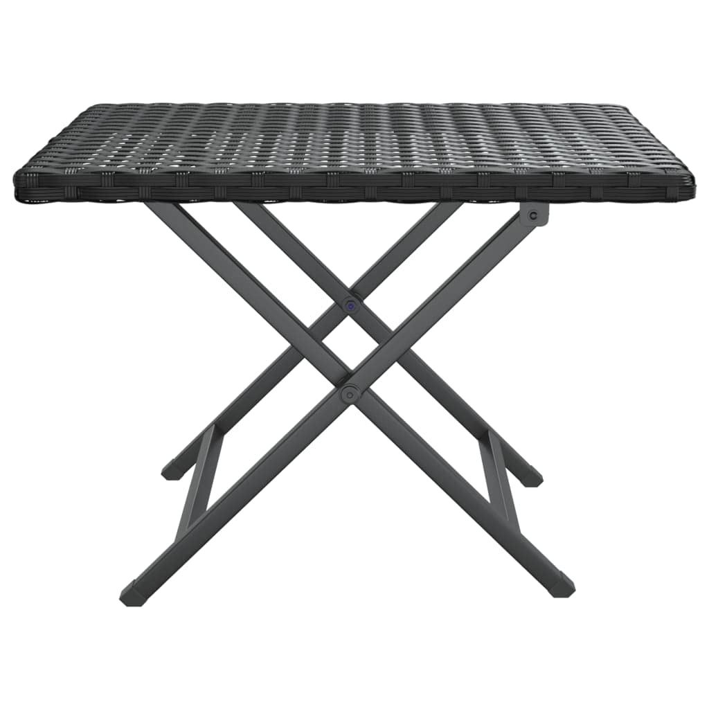Table Pliable Résine Tressée 45x35x32 cm Noir