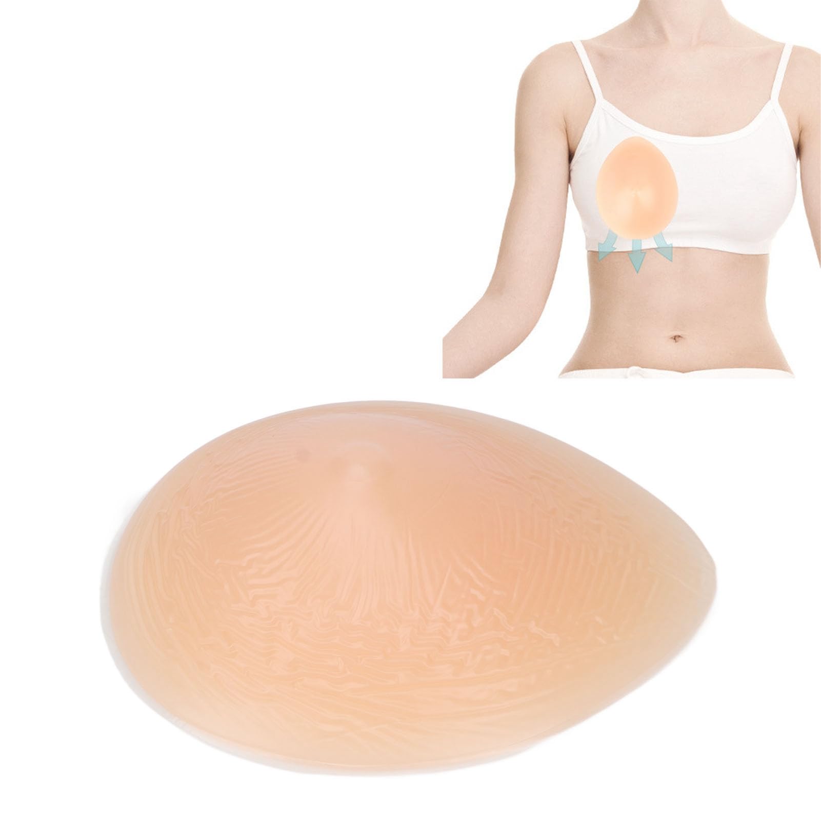 Sujetador de Prótesis de Mastectomía, Forma de Seno de Silicona Prótesis de Mastectomía en Forma de Gota de Agua Autoadhesivo Realzador de Senos Mastectomía de Travestis (200g)