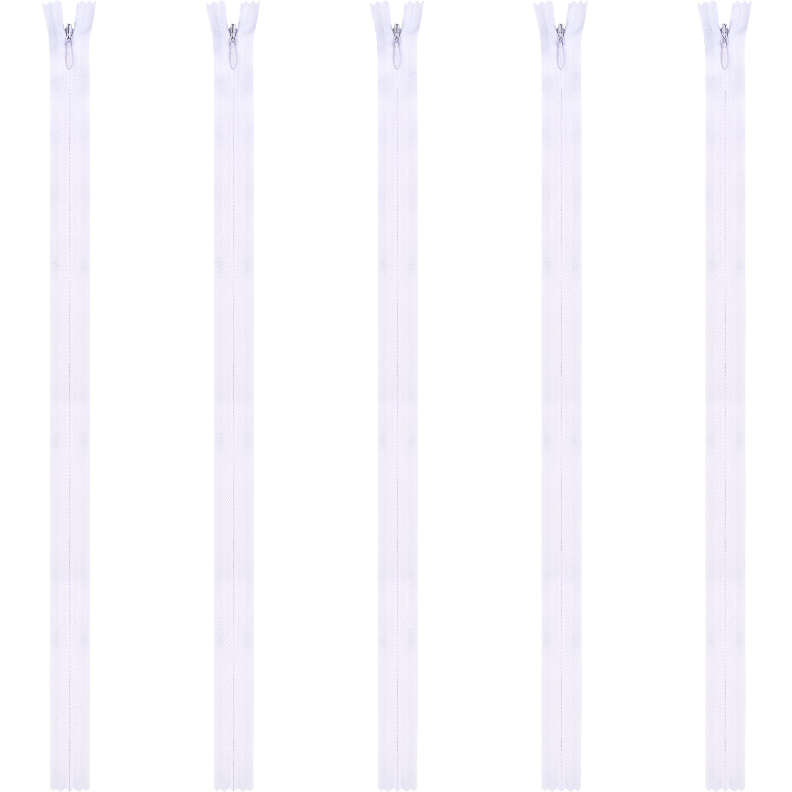 DOITEM Nylon Unsichtbar Reißverschlüsse, 15cm 20cm 25cm 30cm 35cm 40cm 45cm 50cm 55cm 60cm lang, 2.3cm breit für Kleidung Tasche Mäppchen Kissenbezug (Weiß, 55cm/22inch)