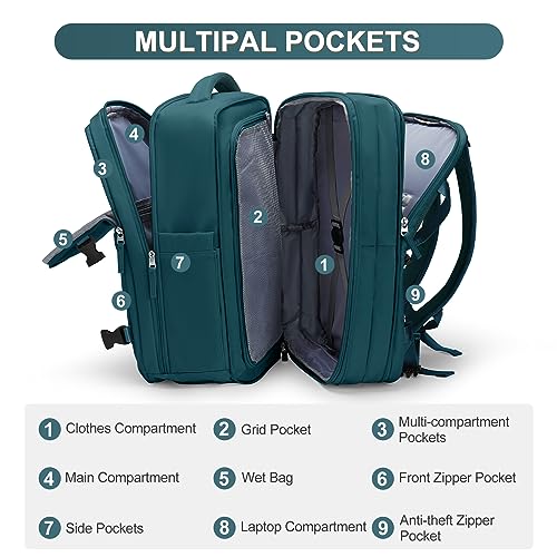 Image of coofay Extra Large Backpack For Traveling On Airplane Carry On Backpack Flight Approved Personal Item Travel Backpack For Women Men Airline Approved Gym Bag With Shoe Compartment Weekender Hiking Bag