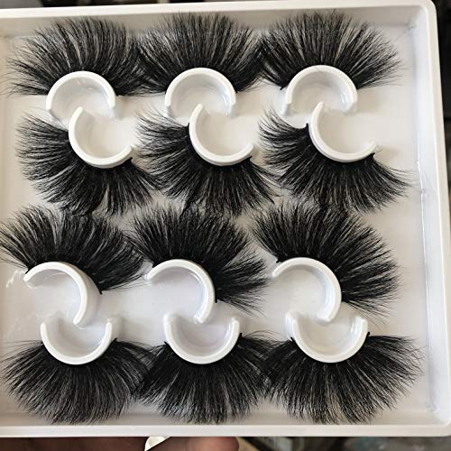 ALICROWN 25MM Mink Lashes 3D Soft Lightweight False Eyelashes Volume 6 Pairs Dramatic Thick Reusable Crossed Handmade Lashes Pack