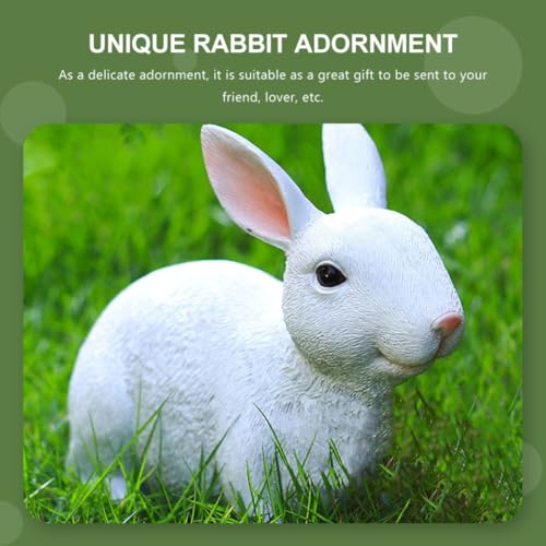 Figurine lapin de Pâques délicate en résine blanche haute qualité - 5