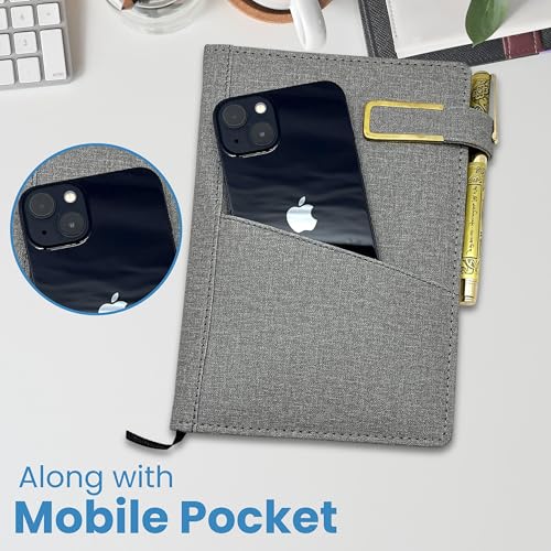 Image of A5 Notebook Diary for Men Women | Executive Professional Office Diary with Magnetic Flip Lock (220 Ruled Pages, 6 x 8.5 Inches, 80 GSM, Grey)