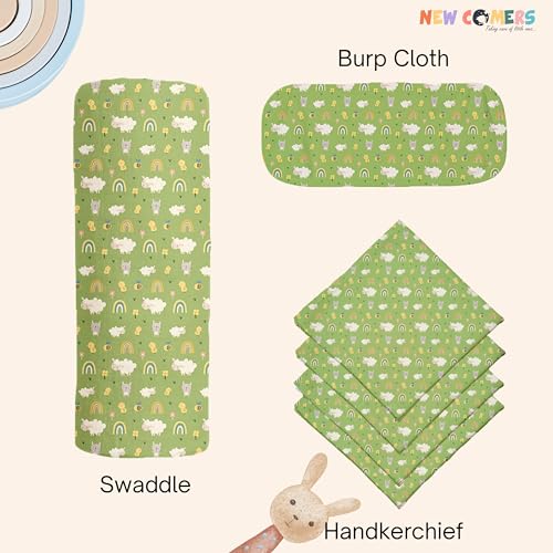 Image of NEW COMERS Baby Muslin Cloth Set | 6 Pcs Double Layered Pure Cotton Swaddle Wrap | Soft & Absorbent Baby Burp Cloth & Reusable Washcloth Towels, White (SBW 01)