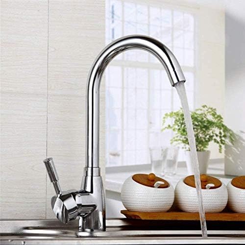 Robinet évier laiton chromé mélangeur eau chaude et froide à bec pivotant 360
