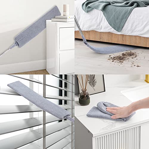 Image of Newliton Retractable Gap Dust Cleaner, Extendable Duster with Microfibre Covers, Flat Wiper for Under Furniture, Cabinets & Bed