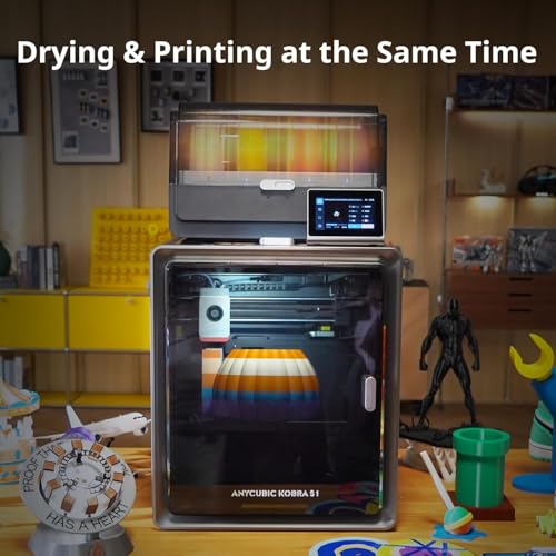 Image of 3IDEA Anycubic 3D Printer Kobra S1 Combo, Multi-Color 3D Printer Max 600mm /s High Speed Printing High Precision, Works Right Out of Box Sealed Storage Intelligent Mult-Filament Drying 9.8 inchx9.8 inchx9.8 inch