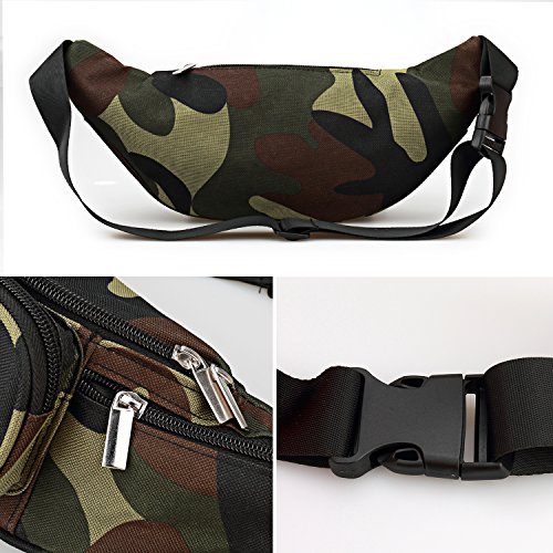 Hopedas Waist Bag Belt Nylon Multifunctional For Women Men Waist Bag pack for Hiking Running Cycling Camping Climbing Travel (Military) - Thumbnail 6