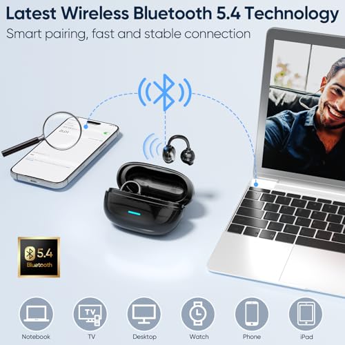 Écouteurs ouverts Bluetooth 5.4 légers avec micro longue autonomie 40h