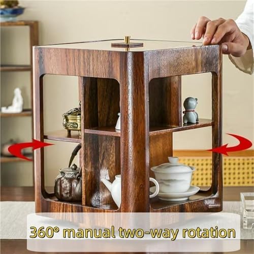 Cup Storage Holder,360° Rotating Tea Cup Organizer - Multi-Layer Desktop Storage Rack for Efficient Home & Office Display, Space-Saving Tea Set Holder, Stylish Cabinet So,Brown-