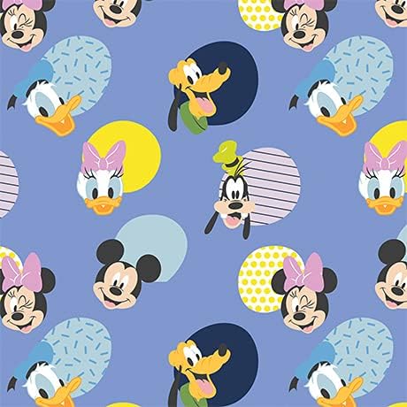 Quilting Cotton for Sewing x 2 Yards – Disney's Micky Mouse - Play All Day - All Day Boy - White - 100% Cotton - Soft, Decorative Material - Pre-Cut 44-45 Inches Wide by Camelot Fabrics (Blue Memphis)