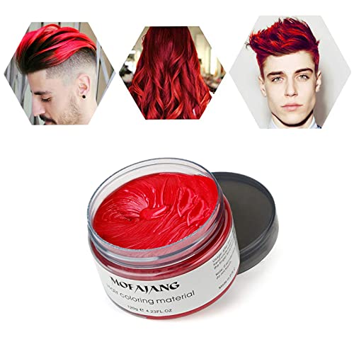 Temporary Hair Wax Color,Natural Hairstyle Wax for Men and Women Party Cosplay,Temporary Hair Color Dye for Girls Kids (Red)