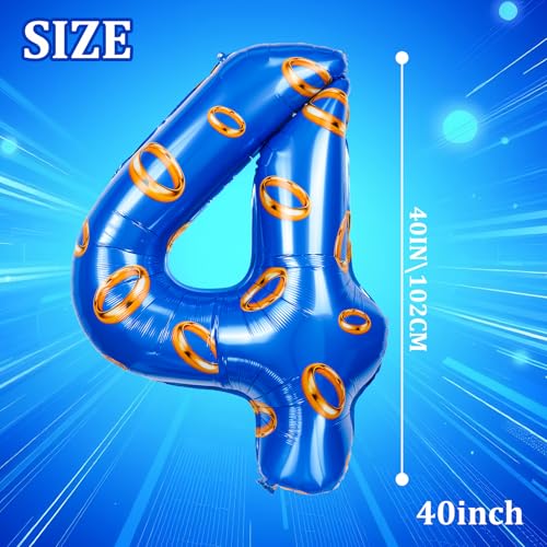 Image of Number 40 Inch Blue and Gold Ring Balloon Birthday Number Decoration Aluminum Film Balloon Suitable for Boys and Girls Blue Theme Party Cartoon Party Decoration Supplies (4)