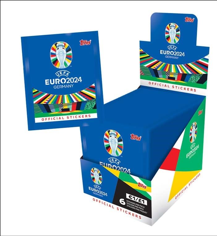 Topps Official 2024 Sticker Collection - Caja completa (100 paquetes), 6 pegatinas por paquete (600 pegatinas) + Heartforcards Protección de envío