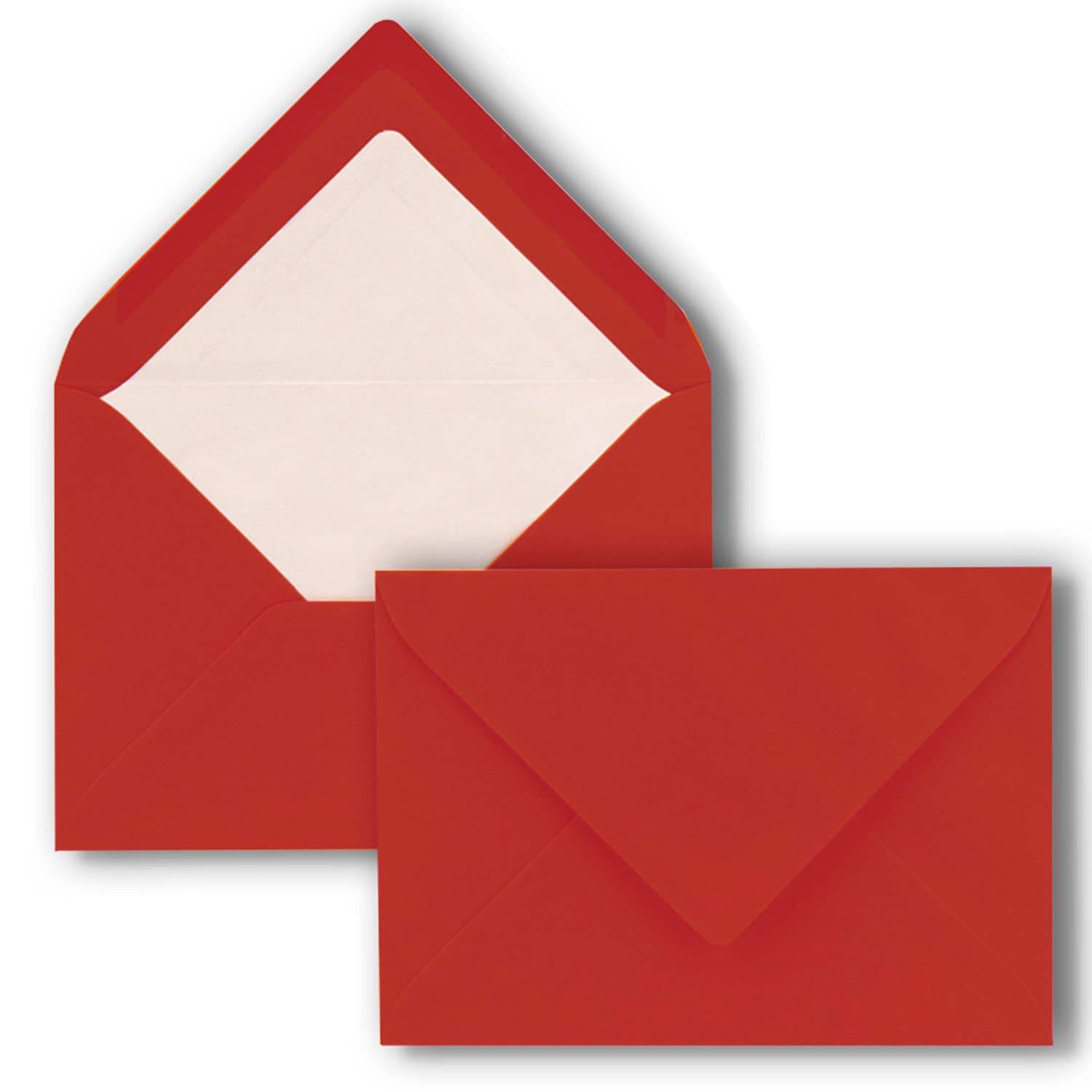 NEUSER PAPIER - Confezione di 700 biglietti con buste foderate, formato DIN A6/C6, 10,5 x 14,8 cm, incollaggio a umido, colore: rosso
