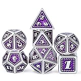 DNDND Metal Dice Set, 7 Pieces Polyhedral Dragon Scale Metallic Die with Gift Metal Case for...
