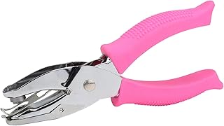 Hole Puncher for Crafts,3/16 Inch Diameter of Square Shape Hole Handheld Single Paper Hole Punch with Pink Soft Grip Handle for Binder, Scrapbooking, Cards, Paper Crafts (Square Hole)