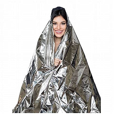Image of Emergency Mylar Thermal Blankets - 6 Pack | Survival Space Fire Blankets for Outdoor Adventures, Marathons, First Aid | Waterproof & Windproof | Ideal for Camping & Hiking