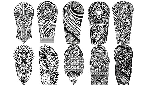 Beyond Lot de 10 feuilles de tatouages tribaux Maori pour homme