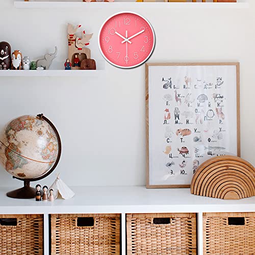 Jomparis Small Wall Clock 8 Inch Pink Wall Clocks Silent Non-Ticking For Bedroom Bathroom Kitchen #TOP5