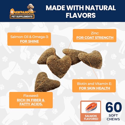 Image of Dog Skin and Coat Soft Chews with Salmon Oil, 60 Count | Fish oil and omega fatty acids support healthy skin, coat shine, moisture balance and normal shedding.