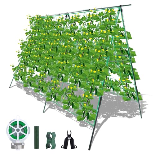 SZMDLX Cucumber Trellis,65×48in Large Cucumber Support Frames,A-Frame Plant Support Trellis, DIY Adjustable Plant Support Frame for Climbing Plants Vegetables, Flowers, Fruit Grow ﻿