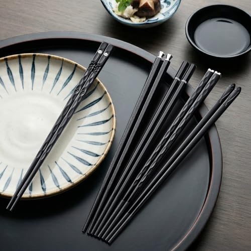 Image of HIWARE 10 Pairs Fiberglass Chopsticks - Reusable Chopsticks Japanese Style Dishwasher Safe, 9 1 /2 Inches