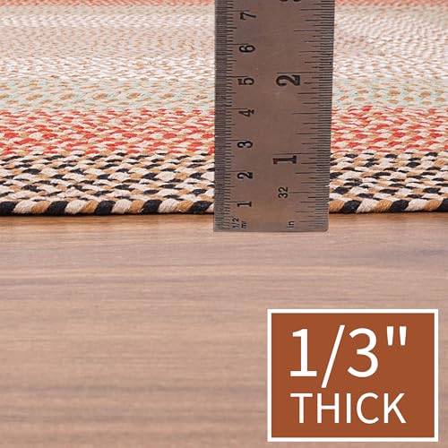 Super Area Rugs Runner 2' X 6' Brown - Red - Green Oval Braided Rug for Farmhouse/Primitive Style Kitchens and Bathrooms - image 7
