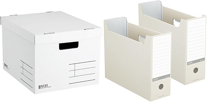 Amazon コクヨ 収納ボックス Neos Lサイズ フタ付き ホワイト ファイルボックス Neos オフホワイト セット 書類保存箱 文房具 オフィス用品