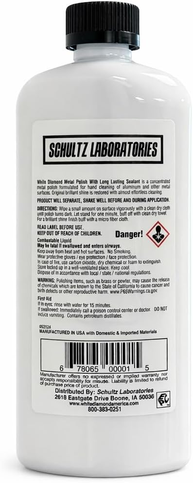 Schultz Laboratories White Diamond Metal Polish & Long Lasting Sealant - Perfect for Stainless Steel, Brass, Aluminum, Chrome, Gold, Silver - Sealant, Rust Remover/Preventer, Jewelry, Boats - 3 Pack