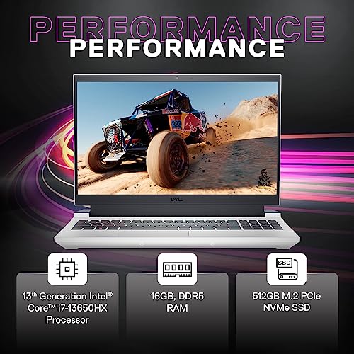 Image of Dell G15-5530 Gaming Laptop, Intel Core i7-13650HX Processor /16GB /512GB SSD /NVIDIA RTX 4050, 6GB GDDR6 /15.6 inch(39.62cm) FHD 165Hz, sRGB-100% /Win 11 + MSO'21 /Backlit Keyboard RGB /Quantum White /2.65Kgs