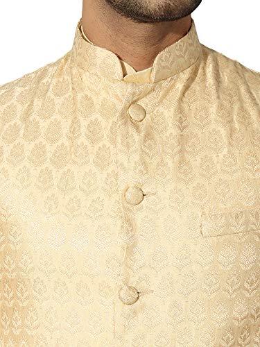 Image of men's Silk Blend Kurta Pejama & Waistcot Set