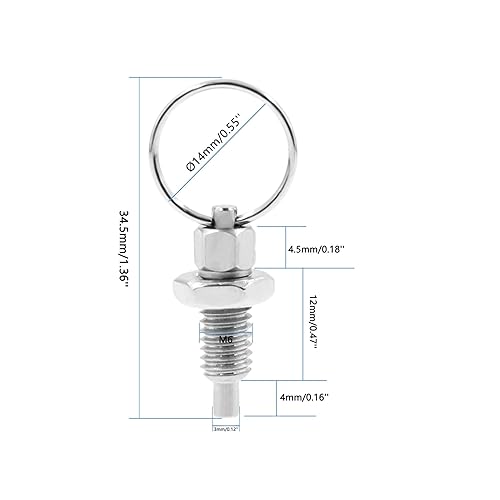 Miniatura 2 de M6-0.118 in0.12 pulgadas - Émbolo de resorte retráctil a mano de acero inoxidable, sin bloqueo, 2 unidades M6-0.118 in0.12 pulgadas