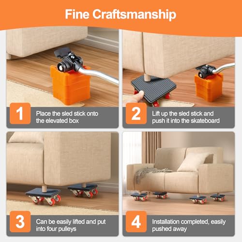 9 Stück Möbel Transportrollen Set mit Lastenheber für Umzug Schwere Möbel 400KG Rollen für Möbelheber,360 Grad drehbar RadsMöbelrollen Schwerlast mit möbelroller transportroller