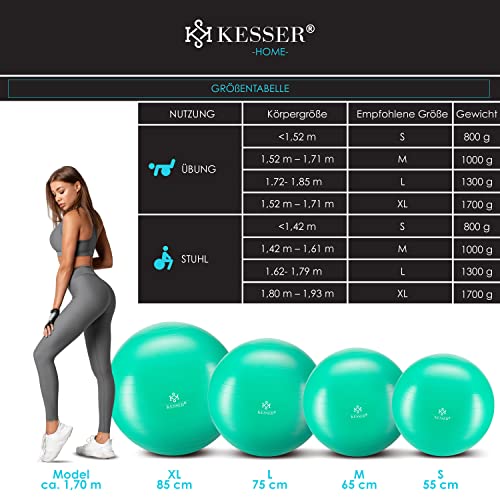 KESSER® Gymnastiekbal met luchtpomp, dikke yogabal, BPA-vrij, zitbal, kantoor, anti-burst als fitness, yoga, core… - Image 8