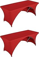 Vista 18 de LZY Paquete de 2 manteles ajustables para mesas plegables de 6 pies, espalda abierta, manteles rectangulares de elastano/elástico/elásticos