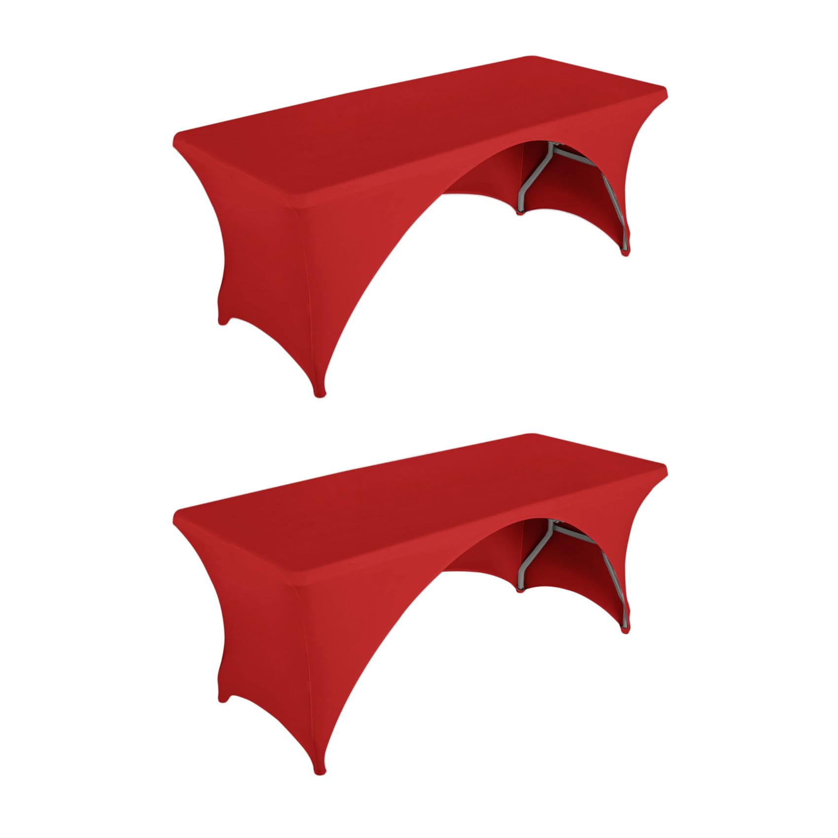 LZY Fitted Table Covers for 6 Foot Folding Tables,Open Back, Spandex/Stretch/Elastic Rectangular Table Cloths for Trade Show Display or Party (6FT-OB2PC, Red) โ image 1