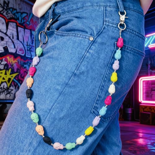 Image of Unisex Punk Chains for Pants, Heavy Duty Belt Chains Hip Hop Trousers Jeans Chain with Lobster Clasps for Wallet Keys