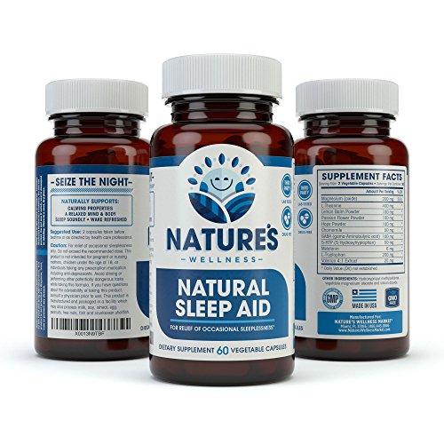 Premium Natural Sleep Aid for Adults - Effective Relief - Non Habit Forming - Wake Up Feeling Refreshed - Proprietary Blend with Melatonin, Tryptophan, Magnesium, Valerian, Chamomile & More - 60 Veg