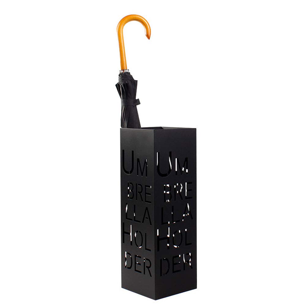 Porte-parapluie en métal noir 18x18x55 cm pour entrée et bureau